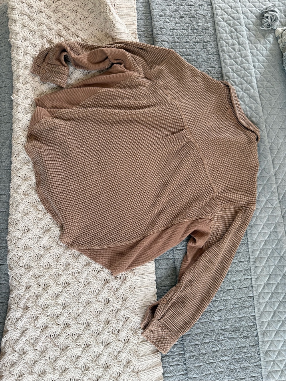 aerie Waffle Knit Button-Up Sweatshirt Jacket - Picture 5 of 7